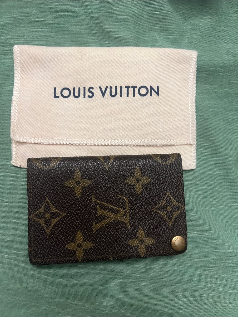 Authentic Louis Vuitton Brown Monogram Card Holder with Clear Sleeves